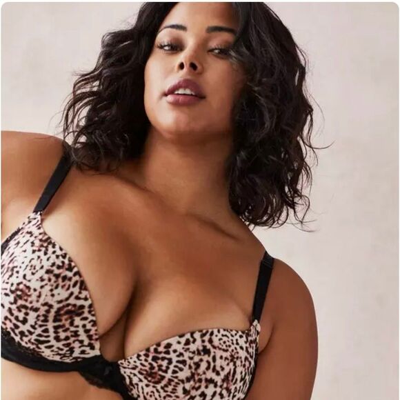 Torrid Women's 40DD Leopard Lace Push-Up Plunge Bra Multicolor - Picture 1 of 13